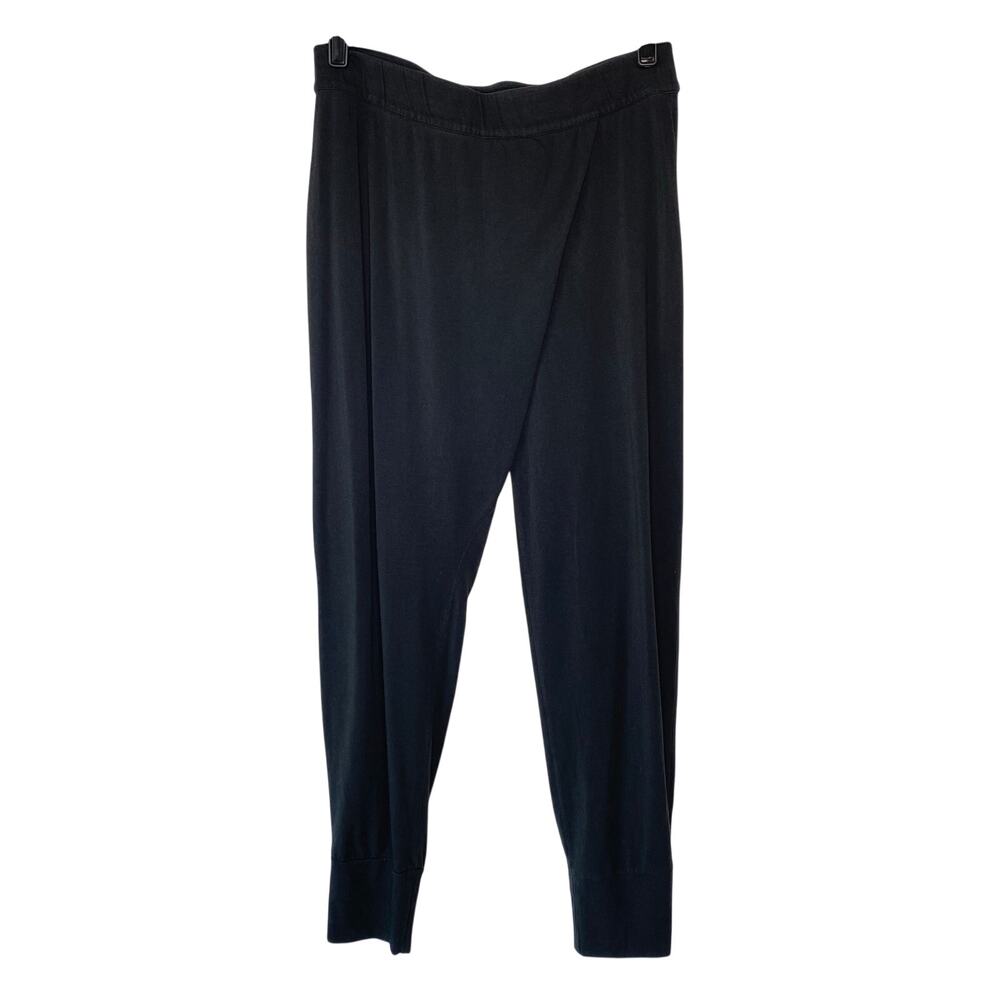 Garnet Hill Black Asymmetrical - Front Knit Pants Size Medium Boho Lagenlook